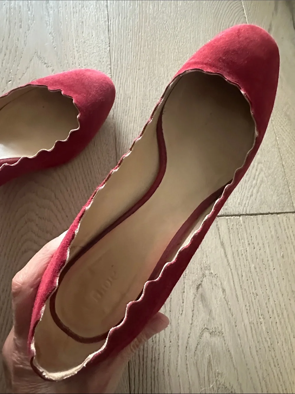 Chloe Red Scalloped Edge Suede 65mm size 40.5